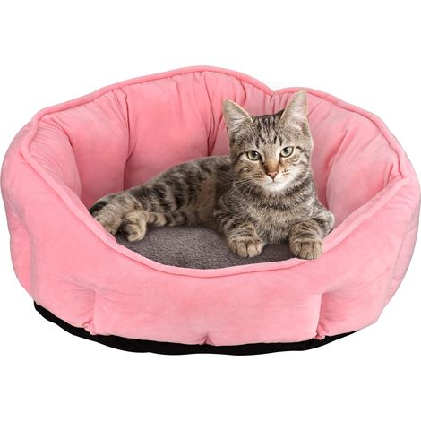 Dog Bed, Cat Bed Dog Sofa Plush Dog Cushion Extra Soft Pet Basket Bed for Small Cats and Dogs, 46 × 46 × 23 cm, Pink (1/5)