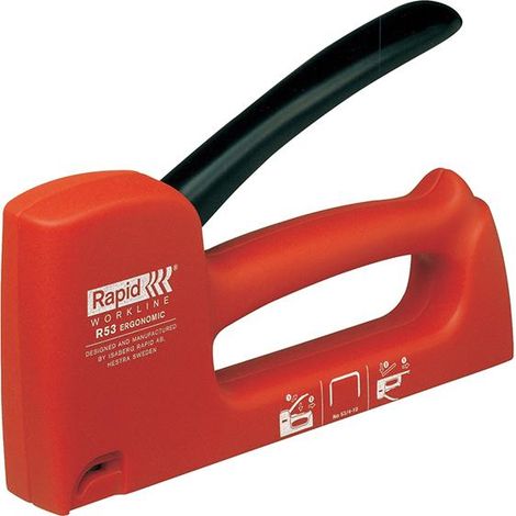 RAPID R53E Light-Duty Staple Gun - Type 53, 4-10 mm, Low-Angle Handle