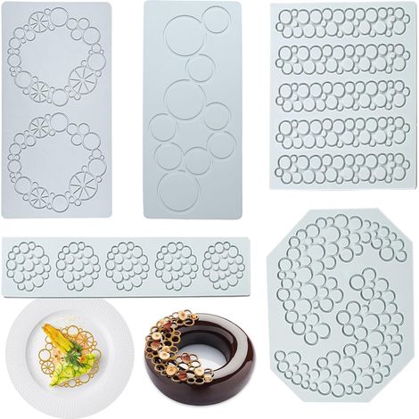 5 x Bubble Fondant Mould, Silicone Lace Fondant Mould, Silicone Lace Mat for Chocolate, Fondant, Sugar Paste, Cake, Plate Decoration (1/5)