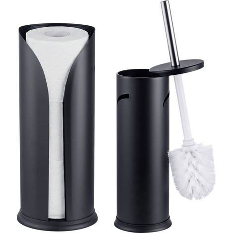 Juego de baño negro: Escobilla de baño y portarrollos de papel higiénico de repuesto (1/5)