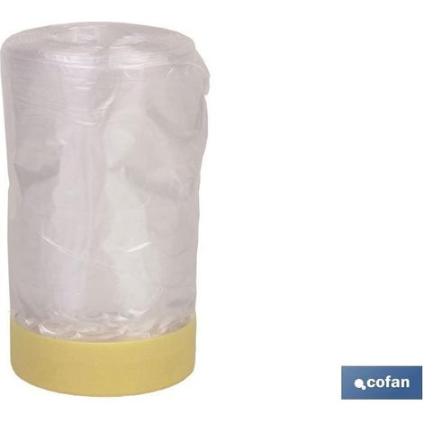 Rouleau de ruban crépe avec plastique protecteur 80° 180cm x 22.5m