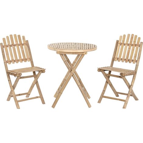 Ensemble pliant en bambou pour jardin terrasse élégante - Naturel bambou clair (1/5)