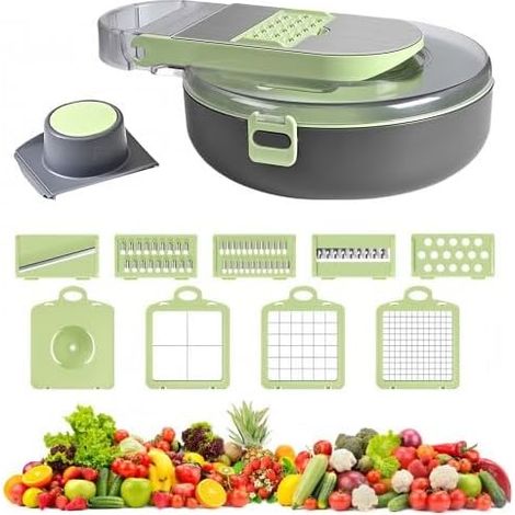 APEX Coupe Mandoline de Cuisine, Coupe Legumes Multifonctions, Coupe Legume Manuel à Lames Remplaçables, Decoupe Legumes (1/5)