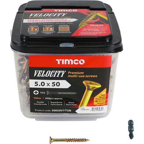 TIMCO Velocity Premium Multi-Use Countersunk Gold Woodscrews - 5.0 x 50