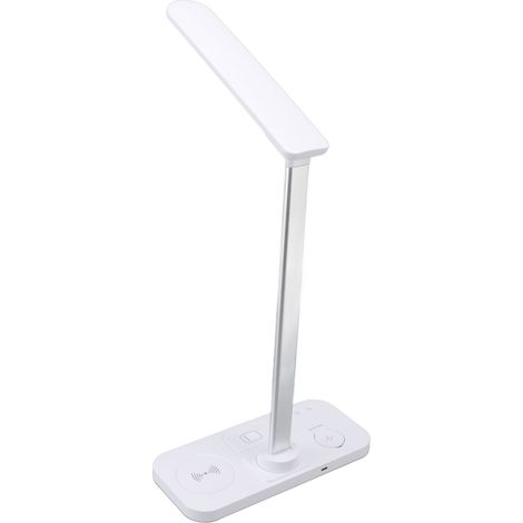 Lampe de bureau 4 en 1 à charge sans fil, 15 W, charge rapide, intensité lumineuse réglable, lampe de table haute luminosité avec chargeur sans fil (1/5)