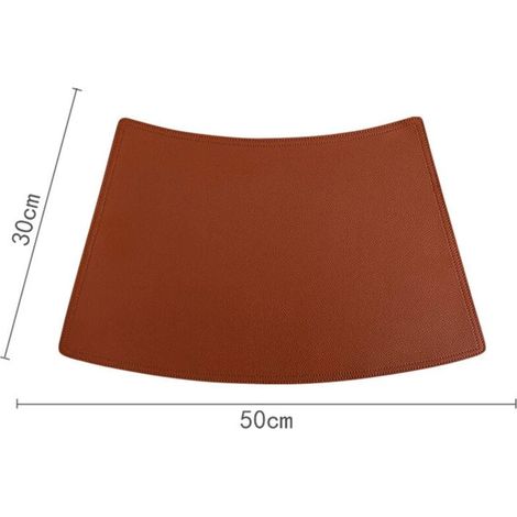 Lot de 2 sets de table en cuir synthétique - 50 × 30 cm - Anti-taches - Antidérapants - Imperméables - Lavables - Couleur kaki (1/3)