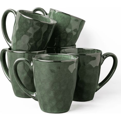 Juego de tazas Uminami verdes para 6 personas. Diseño moderno. Apto para lavavajillas. Juego completo. (1/5)