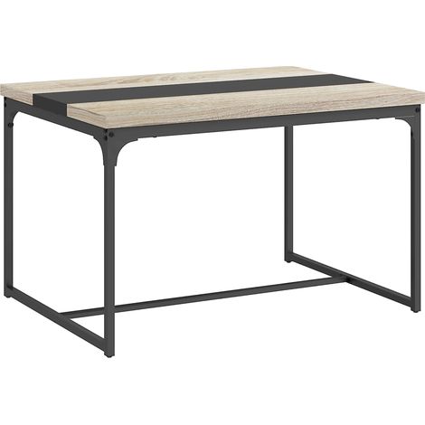 Table à manger 6 personnes style industriel métal noir bois 120x89x75.5 cm (1/5)