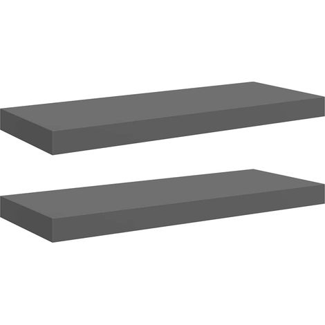 vidaXL Estantes flotantes de pared 2 uds MDF gris brillo 60x23,5x3,8cm (1/2)