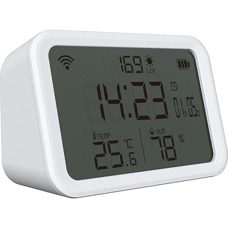 Tuya 4-in-1 Smart-Home-Sensoruhr mit Temperatur-, Feuchtigkeits- und Lichtsensor – WLAN (1/5)