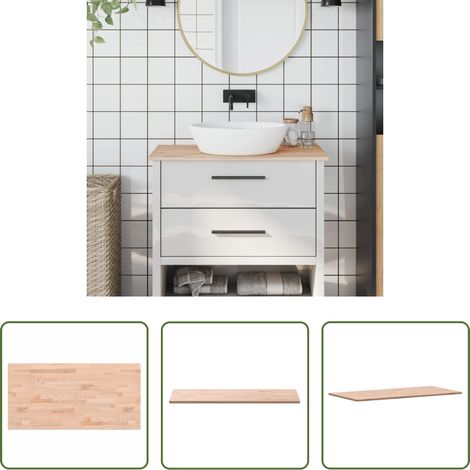 Bois de hêtre - Comptoir de salle de bain 80x40x1,5 cm bois massif de hêtre (1/5)