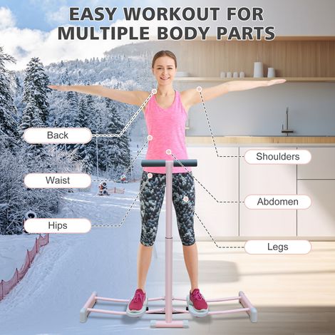 Klappbarer Skisimulator 112 x 29,2 cm aus rosa Stahl, höhenverstellbar – MEUBLIV (1/5)