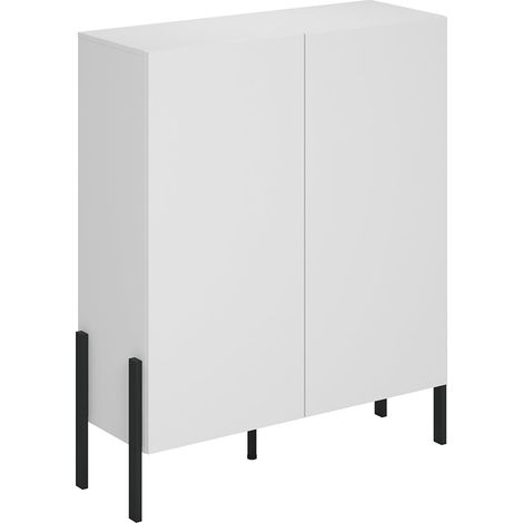 Buffet 2 ante Bérénice bianco opaco e nero 135cm (1/5)