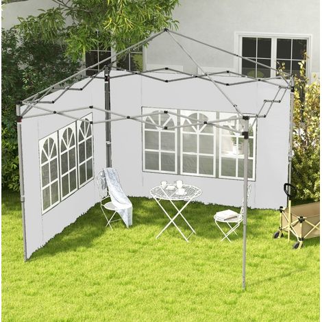 Pavillon-Seitenwand 3x3/3x4 m mit Fenster, 2er-Set, weiß HAVRYA (1/5)