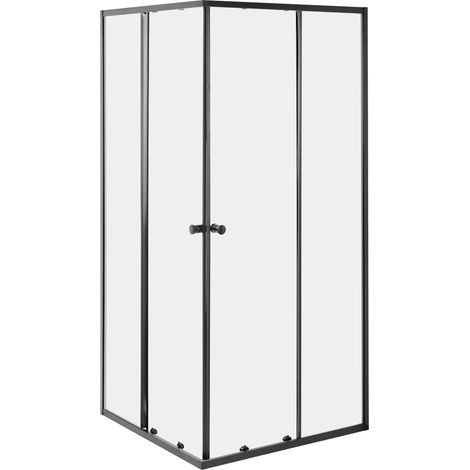 Shower Enclosure Black Tempered Glass Aluminium Frame Single Door 90 x 90 x 190 cm Modern Design HUAPI (1/5)