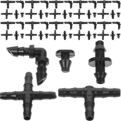 Raccord de tuyau d'irrigation goutte à goutte, lot de 4, avec raccords à embout cannelé à connexion rapide (1/5)