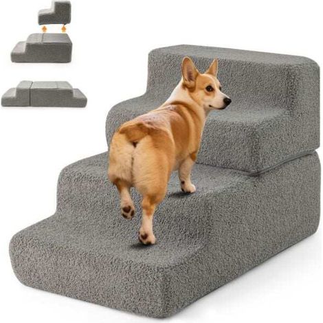 Escalier pour chien en mousse 4 marches, modulable et antidérapant, accès lit canapé pour petits chiens (1/5)