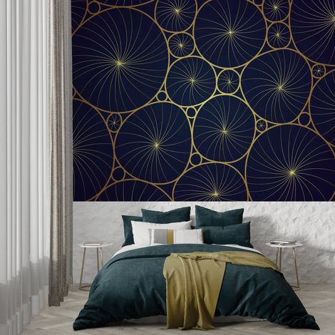 Papier peint geometrique cercles lumineux 1 - 150 x 250 cm (1/2)