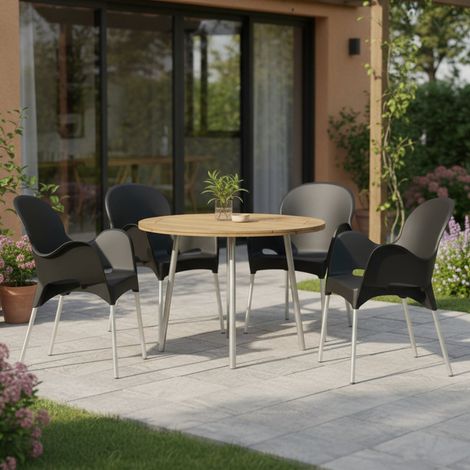 Outdoor-Stuhl Raimund, 4er-Set, stapelbar, Made in Italy, mit Armlehnen, Anthrazit (1/4)
