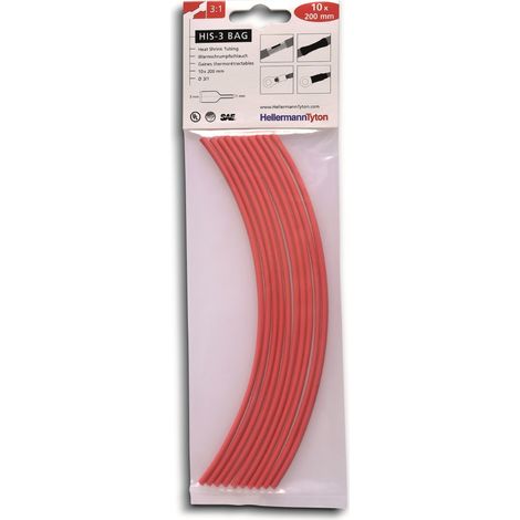 HellermannTyton 308-30311 Schrumpfschlauchsortiment Rot 3 mm 1 mm Schrumpfrate:3:1 10 St. (1/5)