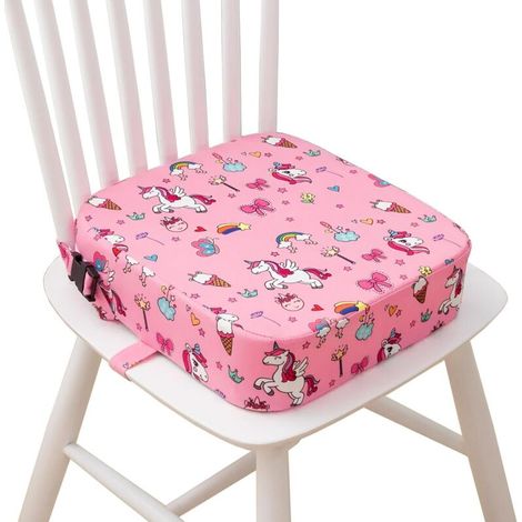 Rehausseur de Chaise Enfant, Réhausseurs Coussin avec 2 Sangles, Boucle de Sécurité, Motif de Dessin Animé Pour Enfant, 32 x 32 x 8 cm (Licorne) (1/5)