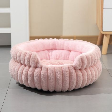 Cuccia lavabile per animali domestici. Piccola cesta rotonda per gatti e cuccioli da interno. Base antiscivolo. Include cuscino reversibile e rimovibile. (1/5)