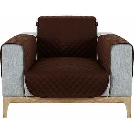BRAVIX Housse de canapé 1 place avec particules de silicone antidérapantes et sangle élastique réglable, housse de canapé imperméable matelassée pour animaux de compagnie, enfants, chiens, chats (chai