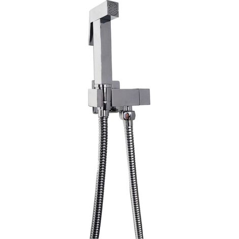 PAINI Cox ducha de mano para inodoro cuadrada Cromo + soporte + flexible (1/4)