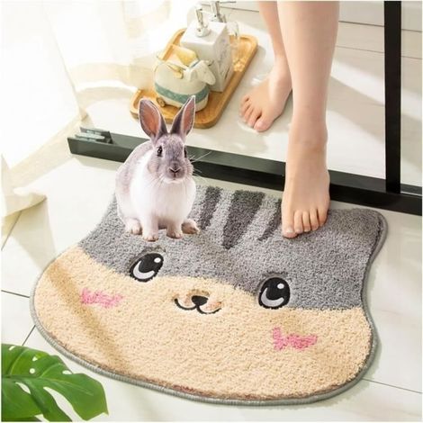 Tapis De Bain Chat Mignon, 40x60 Cm Tapis De Salle De Bain, Tapis Salle Bain Absorbant Antidérapant (1/4)