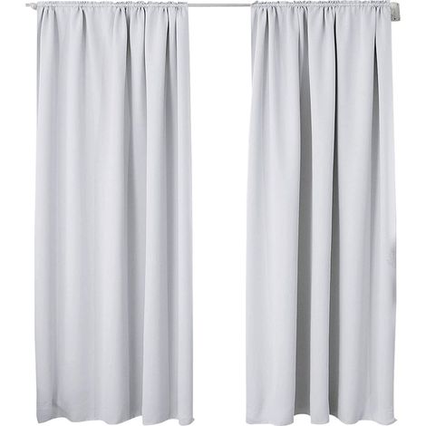 WOLTU 2 pièces Rideaux occultant, pour Maison intérieure pour fenêtre et Porte Isolant Thermique, 135x175cm, Gris Blanc VH5882ws-2