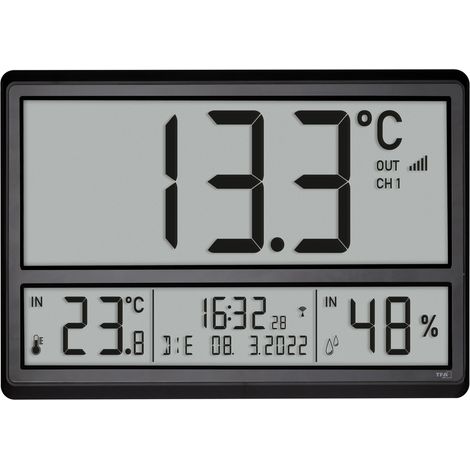 TFA Dostmann 60.4523.01 Funk Wanduhr 360 mm x 235 mm x 28 mm Schwarz Großes Display (1/5)
