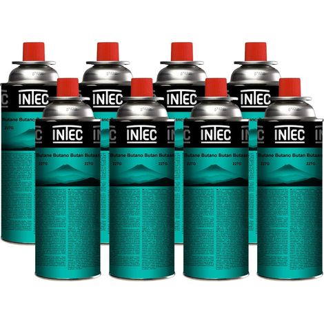 Pack 8 Bouteilles de gaz Butane 250 g Cartouche gaz Camping Compacte Encliquetable Réchaud Desherbeur Barbecue INTEC (1/5)