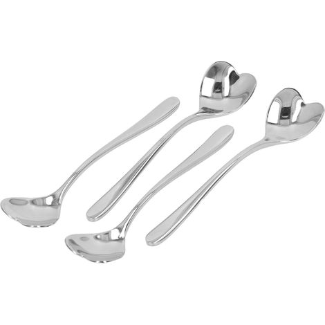 Lot de 4 cuillères à café en acier inoxydable en forme de cœur, idéales pour mélanger le sucre, le thé et les desserts. (1/5)