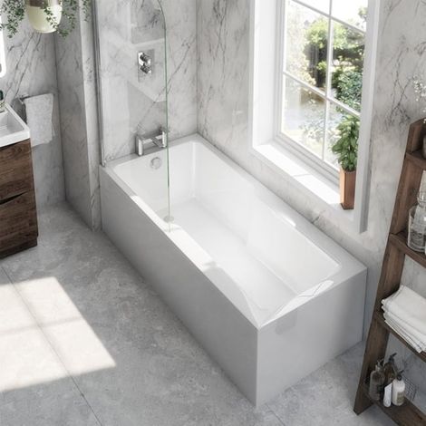 Nuie Straight Eternalite Acrylic Shower Bath 1700mm x 750mm (inc Leg Set)