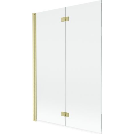 Paravent de baignoire Mexen Mist 2 volets gauche 120 x 150 cm, transparent, or brossé - 8A9-120-002-55-00-L (1/5)