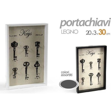 TRADE SHOP - Bacheca Portachiavi Da Parete Legno Appendino Keys 20x3x30 Cm Vari Colori 813474 - (1/3)
