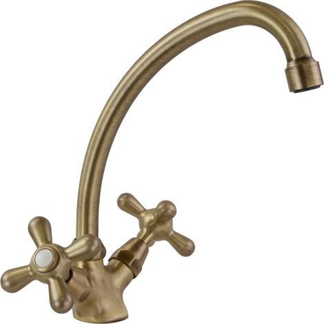 Miscelatore da cucina per lavello con canna alta girevole Ottone Antico Piralla Rubinetteria Sofia 0SFF3104A17  Ottone Antico