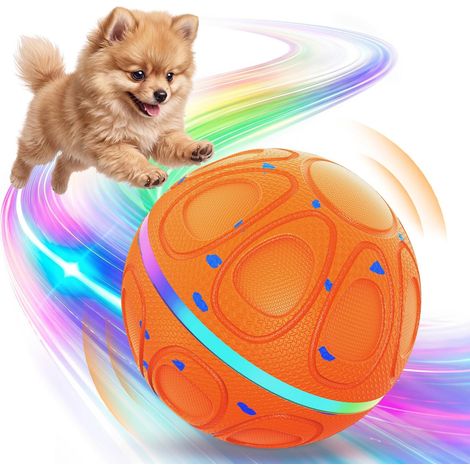 Balle Interactive Chien Rechargeable Jouet Interactif Chien avec Détection de Mouvement, 3 Modes de Jeu, LED, E-TPU Résistant, Étanche IPX7, Balle Automatique pour Chiens Moyens et Grands(Orange) (1/5)