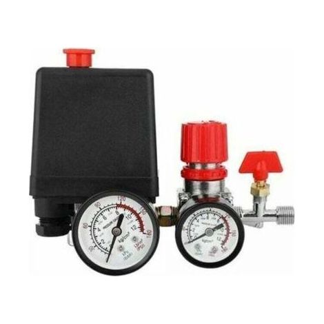 PA Régulateur de Pression avec Manomètre pour Compresseur d'Air Valve Pressostat (1/4)