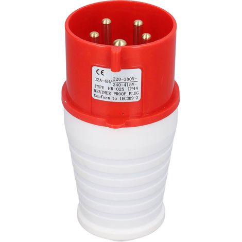 Prise industrielle 5 broches 32 A IP44 étanche à l'eau et à la poussière, connecteur de prise aviation 220‑380 V/240‑415 V HR‑025 (mâle)