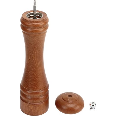 Moulin à poivre en bois rechargeable avec noyau en acier inoxydable, moulin à sel et poivre manuel pour la cuisine et l'extérieur, 27 cm / 10,6 pouces (1/5)