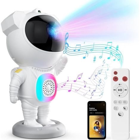 Veilleuse projecteur ciel etoile enfant,Avec haut-parleur Bluetooth et télécommande, Réglable à 360 degrés, Idéal pour chambre, fêtes et (1/4)