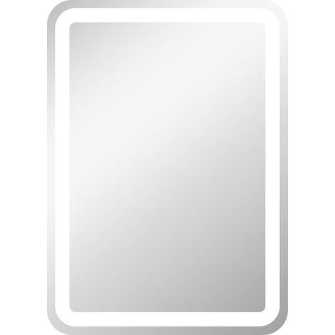 Miroir rectangulaire salle de bain LED antibuée, luminosité variable, fonction mémoire, 70 x 50 cm, argenté. (1/5)
