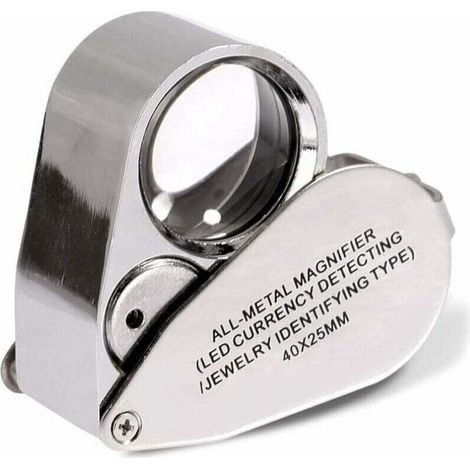 Lupa de joyero de 40 aumentos, lupa plegable para la visualización de joyas con luz LED iluminada (detección de billetes mediante LED / tipo de lupa para joyeros). (1/5)