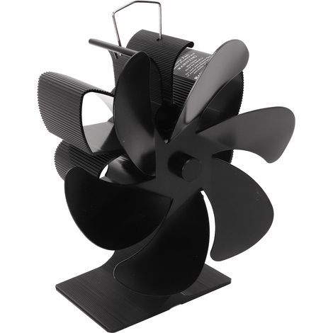 Ventilateur de cuisine écologique à 6 pales, noir, à démarrage automatique, résistant aux hautes températures, écoénergétique, alimenté par la chaleur, pour la maison (1/5)