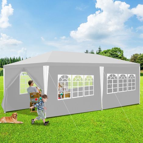 SWANEW Tenda o pergolato Tenda per ricevimenti con pannelli laterali rimovibili Grande Bianco 3x6m (1/5)