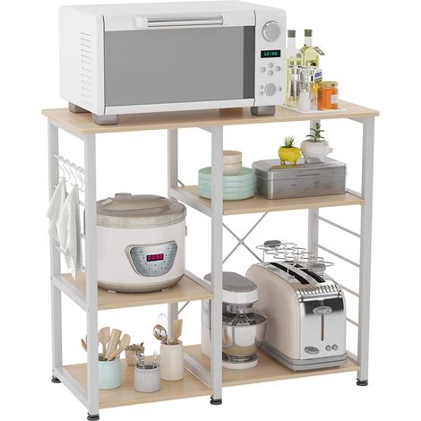 Soges Küchenregal Aufbewahrungsregal Kücheninsel Küchenofen Küchenschrank Bäckerregal Aufbewahrungswagen Organizer Multifunktionales Lagerregal 90 x 40 x 83 cm (1/5)