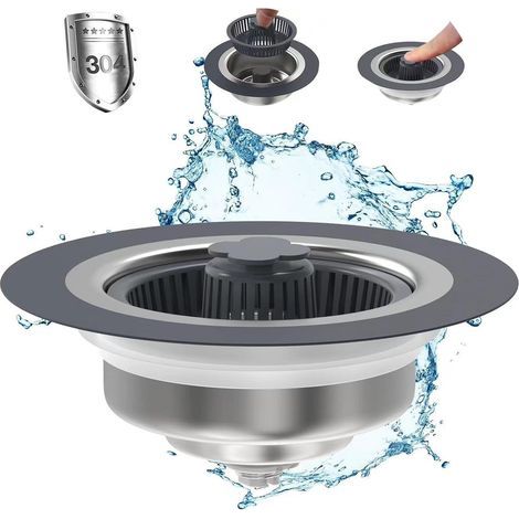 1pc 3-in-1 Kitchen Sink Drain Strainer Set - Plug Set, Pop-up Anti-Clogging Sink Strainer Basket Filter for 3-1/2 Inch US Standard Kitchen Drain (1/5)