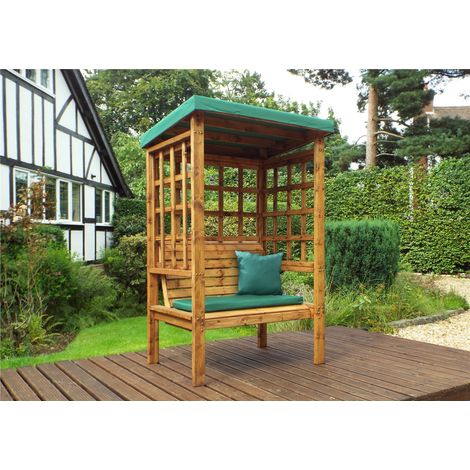 Charles Taylor Wooden Bramham 2 Seater Garden Arbour Seat Bench Green Cushions (1/4)
