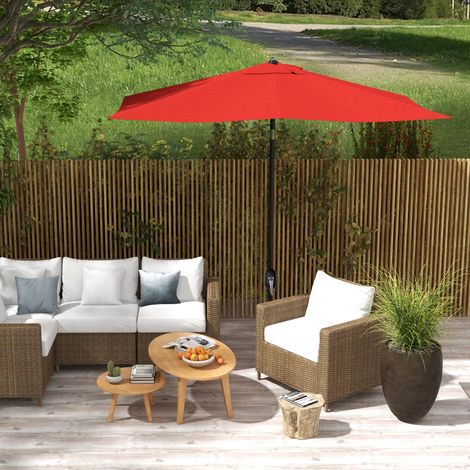 Ombrellone rettangolare basculante 2x3 m con manovella, tessuto in poliestere impermeabile ad alta densità 180 g/m², rosso